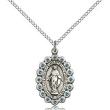 Miraculous Medal, Sterling Silver - 18" 1.2mm Sterling Silver Chain + Clasp