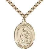 St. Angela Merici Medal, Gold Filled, Large - 24" 2.4mm Gold Plated Chain + Clasp