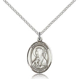 St. Brigid of Ireland Medal, Sterling Silver, Medium - 18" 1.2mm Sterling Silver Chain + Clasp