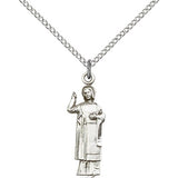 St. Florian Medal, Sterling Silver - 18" 1.2mm Sterling Silver Chain + Clasp