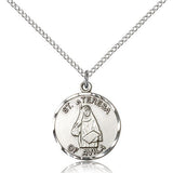 St. Theresa Medal, Sterling Silver - 18" 1.2mm Sterling Silver Chain + Clasp