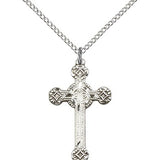 Cross Pendant, Sterling Silver - 18" 1.2mm Sterling Silver Chain + Clasp