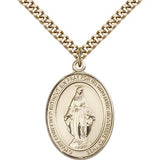 Miraculous Medal, Gold Filled, Large - 24" 2.4mm Gold Plated Chain + Clasp