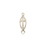 Fish Cross Pendant, 14 Karat Gold - 14 KT Yellow Gold