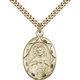 Scapular Medal, Gold Filled - 24" 2.4mm Gold Plated Endless Chain