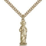 Sacred Heart Medal, Gold Filled - 24" 2.4mm Gold Plated Endless Chain