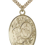 Miraculous Medal, Gold Filled - 24" 2.4mm Gold Plated Endless Chain
