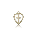 Heart Cross Pendant, 14 Karat Gold - 14 KT Yellow Gold