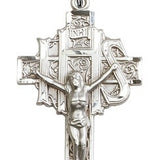 Crucifix Pendant, Sterling Silver - 24" 2.4mm Rhodium Plate Endless Chain