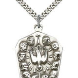 Apostles Medal, Sterling Silver - 24" 2.4mm Rhodium Plate Endless Chain
