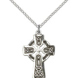 Celtic Cross Pendant, Sterling Silver - 18" 1.2mm Sterling Silver Chain + Clasp