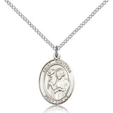 St. Dunstan Medal, Sterling Silver, Medium - 18" 1.2mm Sterling Silver Chain + Clasp
