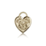 Communion Heart Medal, 14 Karat Gold - 14 KT Yellow Gold