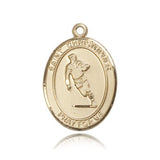 St. Christopher Rugby Medal, 14 Karat Gold, Large - 14 KT Yellow Gold