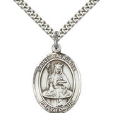St. Walburga Medal, Sterling Silver, Large - 24" 2.4mm Rhodium Plate Chain + Clasp