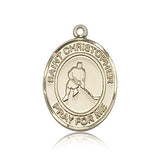 St. Christopher Ice Hockey Medal, 14 Karat Gold, Large - 14 KT Yellow Gold