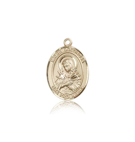 Mater Dolorosa Medal, 14 Karat Gold, Medium - 14 KT Yellow Gold