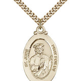 St. Jude Medal, Gold Filled - 24" 2.4mm Gold Plated Endless Chain