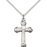 Cross Pendant, Sterling Silver - 18" 1.2mm Sterling Silver Chain + Clasp