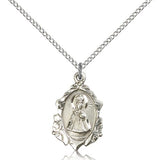 Infant of Prague Medal, Sterling Silver - 18" 1.2mm Sterling Silver Chain + Clasp