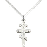 Greek Orthodox Cross Pendant, Sterling Silver - 18" 1.2mm Sterling Silver Chain + Clasp