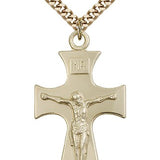 Celtic Crucifix Pendant, Gold Filled - 24" 2.4mm Gold Plated Endless Chain