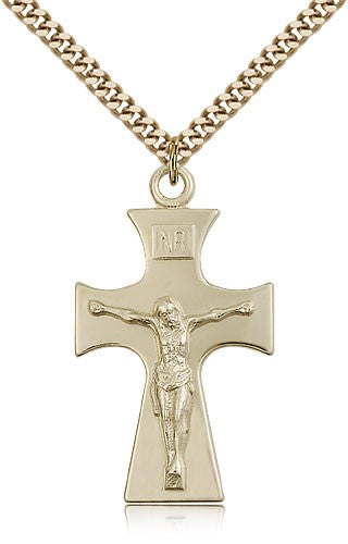 Celtic Crucifix Pendant, Gold Filled - 24" 2.4mm Gold Plated Endless Chain
