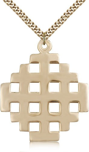 Cross Pendant, Gold Filled - 24" 2.4mm Gold Plated Endless Chain