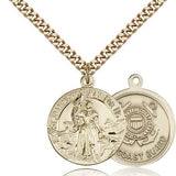 St. Joan of Arc Coast Guard Medal, Gold Filled - 24" 2.4mm Gold Plated Endless Chain