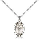 Crucifix Pendant, Sterling Silver - 18" 1.2mm Sterling Silver Chain + Clasp