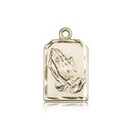 Praying Hands Medal, 14 Karat Gold - 14 KT Yellow Gold
