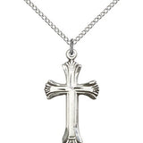 Cross Pendant, Sterling Silver - 18" 1.2mm Sterling Silver Chain + Clasp