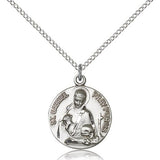 St. Gabriel of the Blessid Virgin Medal, Sterling Silver - 18" 1.2mm Sterling Silver Chain + Clasp