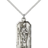 St. Patrick Medal, Sterling Silver - 18" 1.2mm Sterling Silver Chain + Clasp