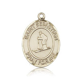 St. Sebastian Skiing Medal, 14 Karat Gold, Large - 14 KT Yellow Gold