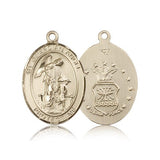 Guardian Angel Air Force Medal, 14 Karat Gold, Large - 14 KT Yellow Gold