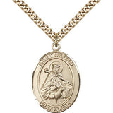 St. William of Rochester Medal, Gold Filled, Large - 24" 2.4mm Gold Plated Chain + Clasp