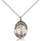 St. Christopher Golf Medal, Sterling Silver, Medium - 18" 1.2mm Sterling Silver Chain + Clasp