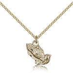 Praying Hands Medal, Gold Filled - Gold-tone