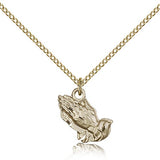 Praying Hands Medal, Gold Filled - Gold-tone