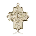 5 Way Cross Pendant, 14 Karat Gold - 14 KT Yellow Gold