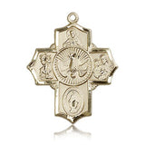 5 Way Cross Pendant, 14 Karat Gold - 14 KT Yellow Gold