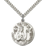 St. Thomas More Medal, Sterling Silver - 24" 2.4mm Rhodium Plate Endless Chain