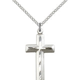 Cross Pendant, Sterling Silver - 18" 1.2mm Sterling Silver Chain + Clasp