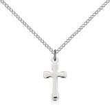 Cross Pendant, Sterling Silver - 18" 1.2mm Sterling Silver Chain + Clasp