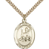 St. Honorius Medal, Gold Filled, Large - 24" 2.4mm Gold Plated Chain + Clasp