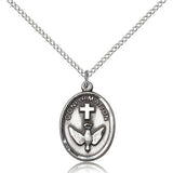 Confirmation Medal, Sterling Silver - 18" 1.2mm Sterling Silver Chain + Clasp