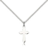 Cross Pendant, Sterling Silver - 18" 1.2mm Sterling Silver Chain + Clasp