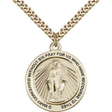 Miraculous Medal, Gold Filled - 24" 2.4mm Gold Plated Endless Chain