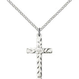 Cross Pendant, Sterling Silver - 18" 1.2mm Sterling Silver Chain + Clasp
